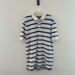 American Eagle Striped Polo Shirt - Y2K Preppy Coastal Classic - L